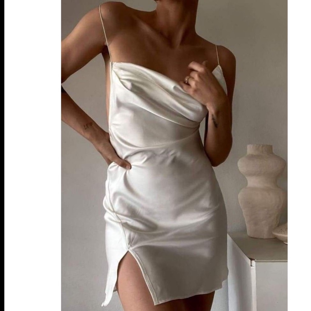 Rumours White Satin Dress